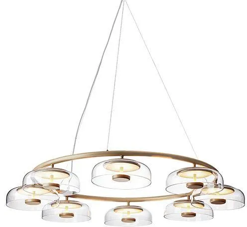 Nuura Blossi 8 Lysekrone Nordisk Guld & Klart Glas