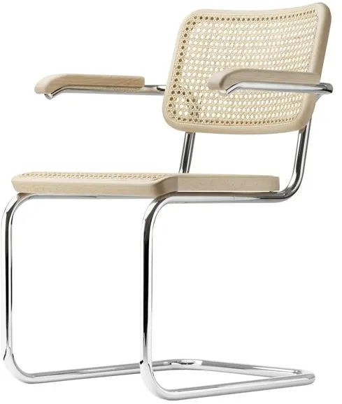 Thonet S 64 V Cantilever Spisebordsstol med Armlæn Krom/Bøgetræ